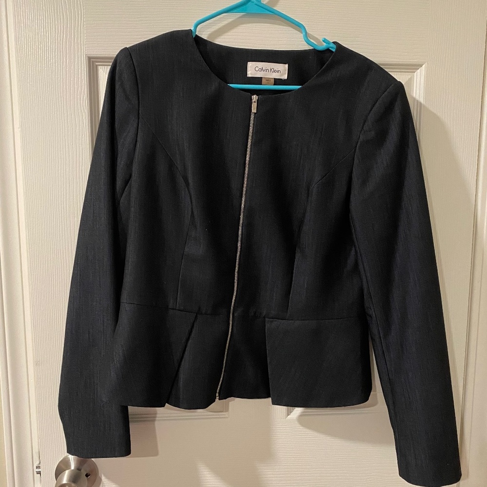 Calvin Klein Peplum Blazer Jacket Zip-Up, size 12
